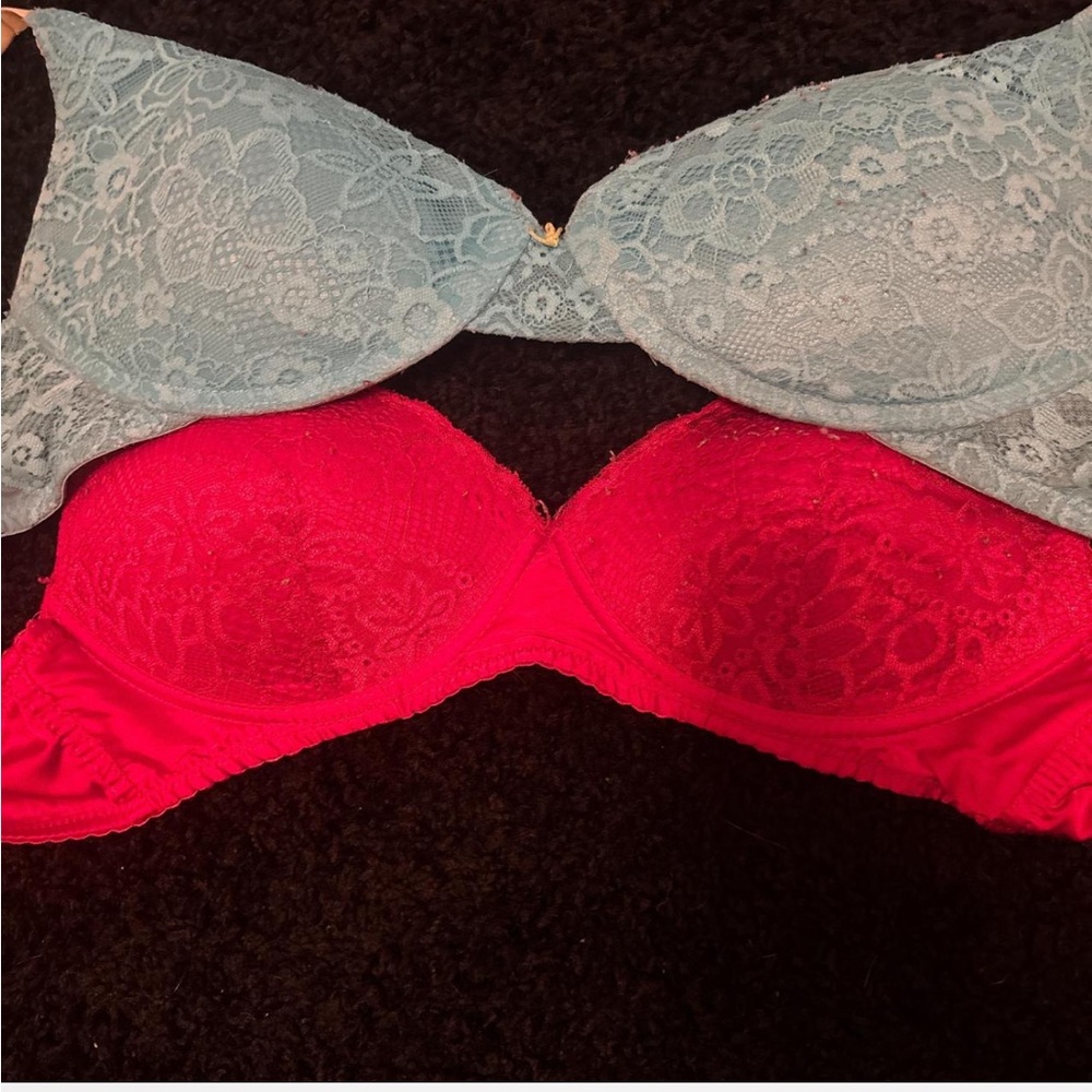 Victoria's Secret Lace Bra Set - Light Blue and Pink